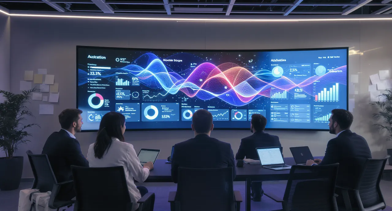 Stratégie de marketing moderne avec équipe et outils numériques